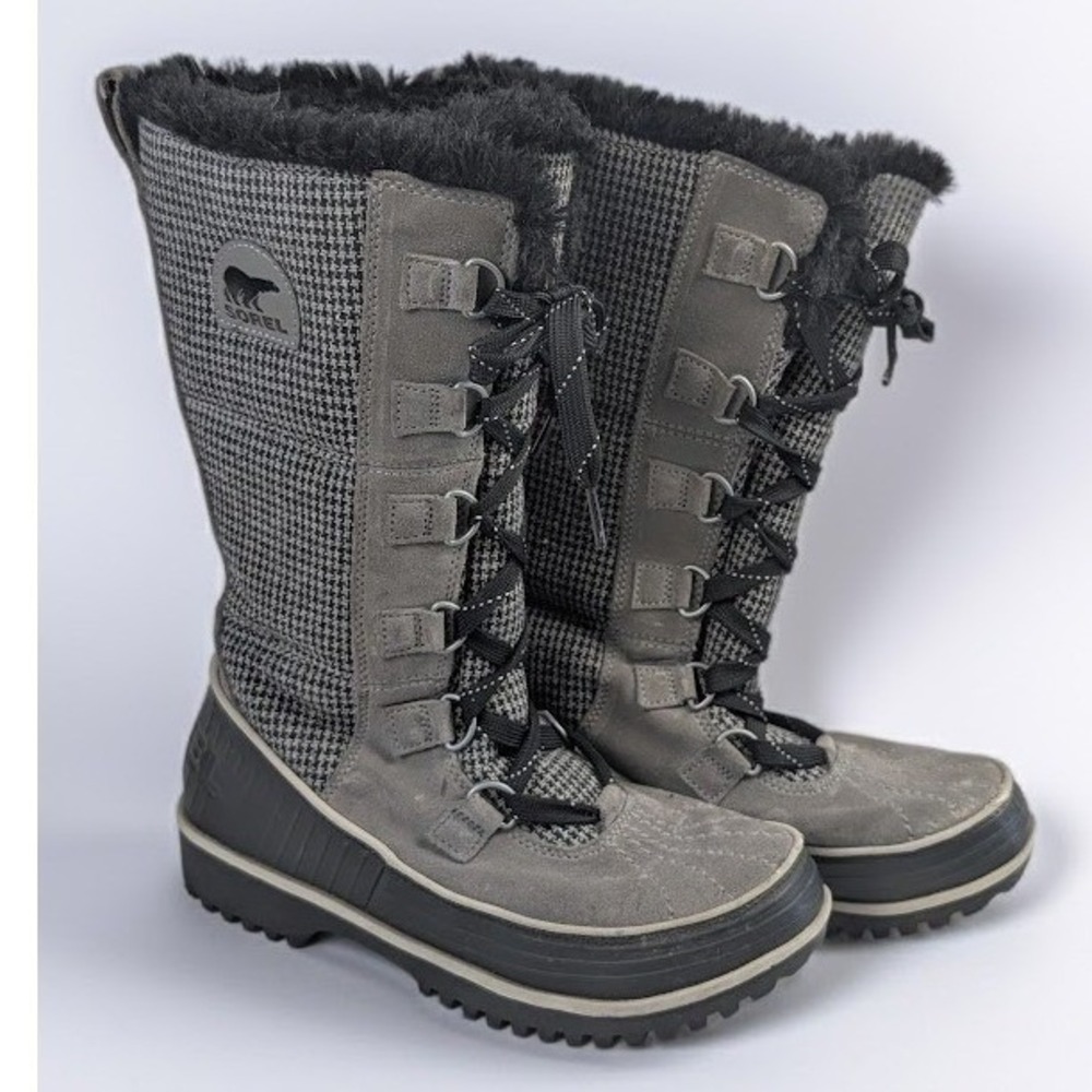 Sorel Tivoli II High Grey Houndstooth Waterproof Winter Boots Women's 7